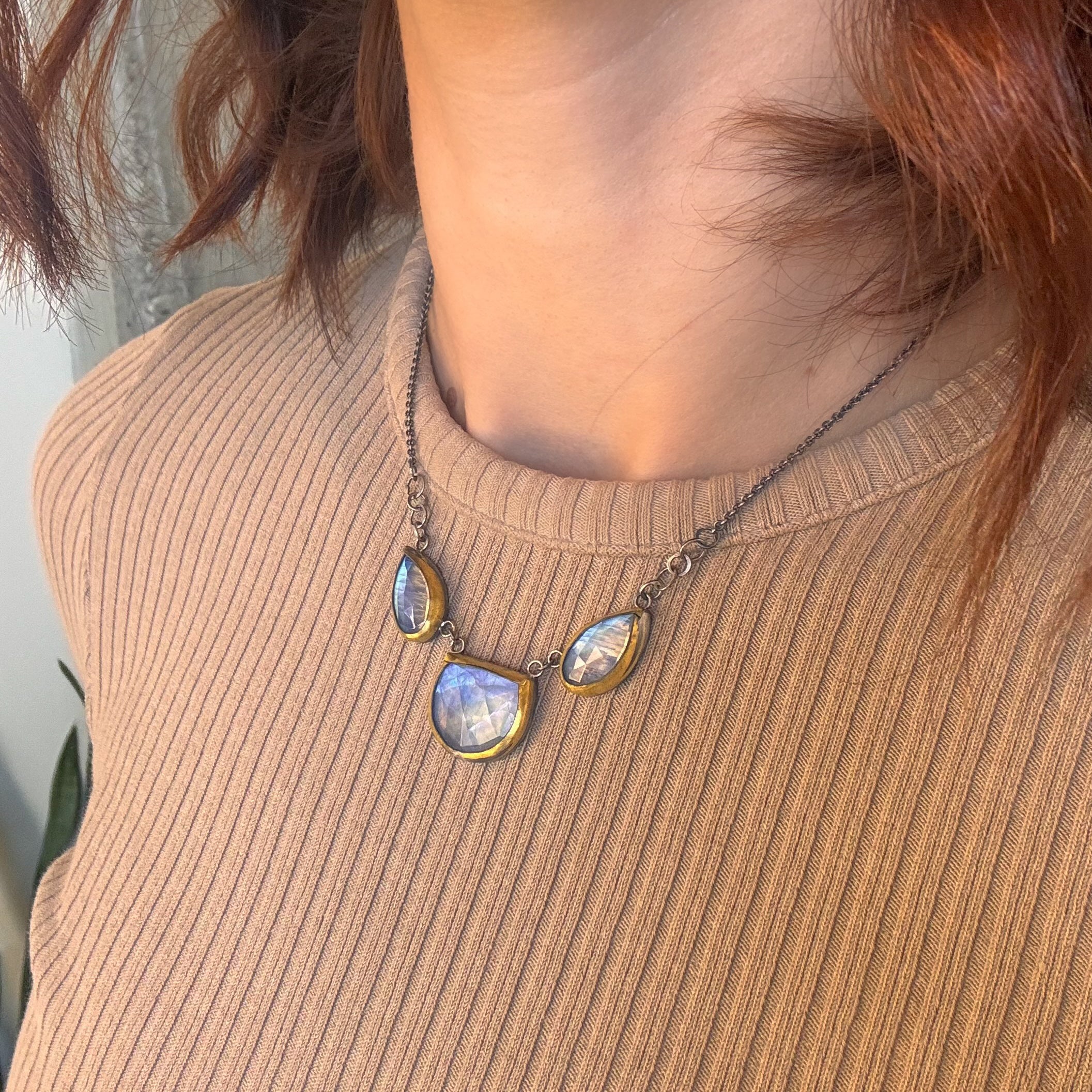 Triple Goddess Moonstone Necklace
