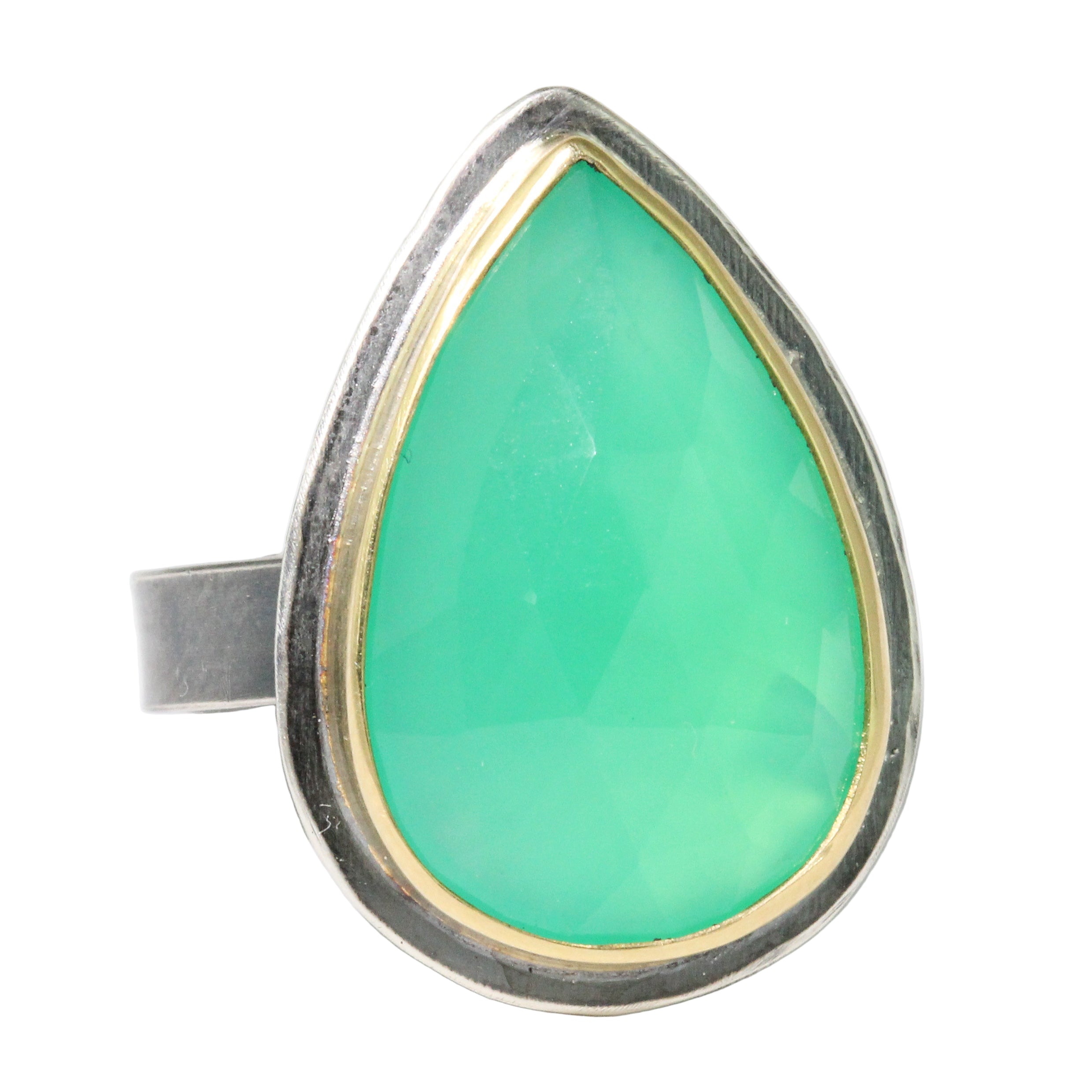 Chrysoprase Teardrop Ring