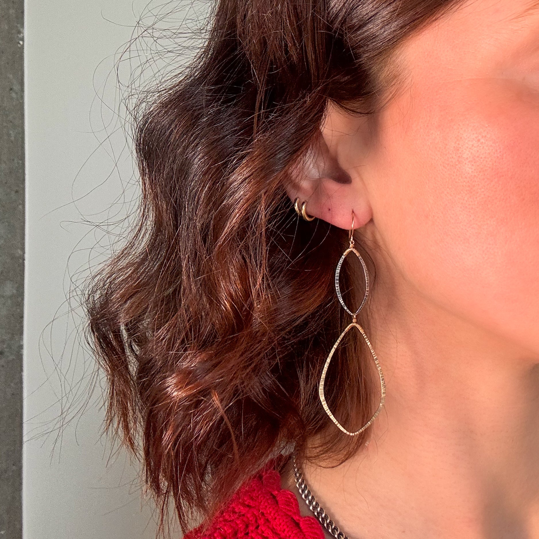 Large Textured Petal Drop Earrings