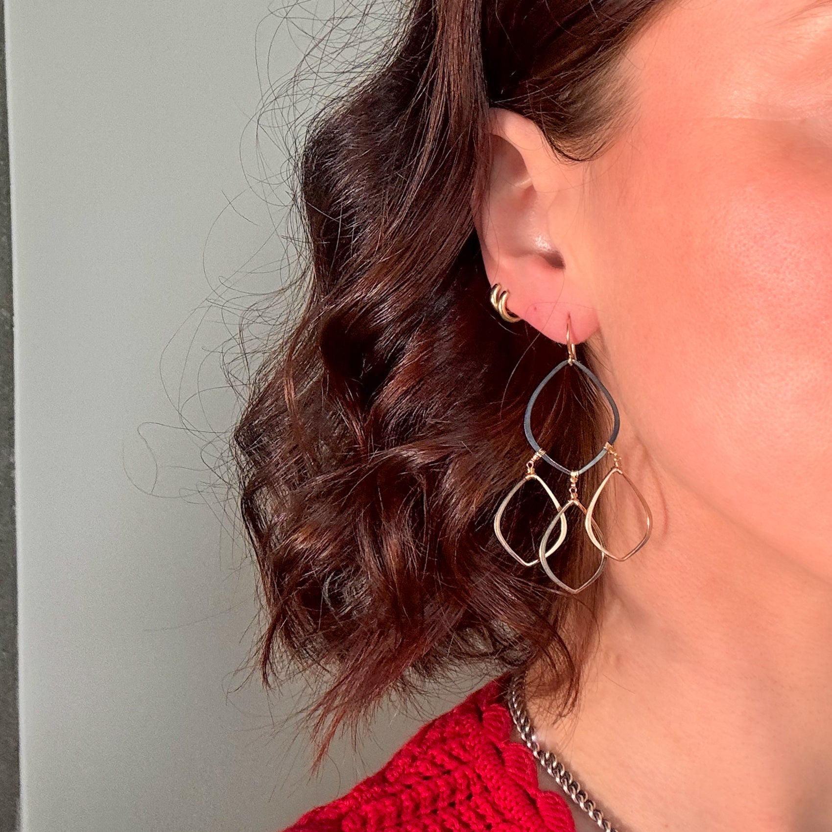 Mix Metal Petal Earrings