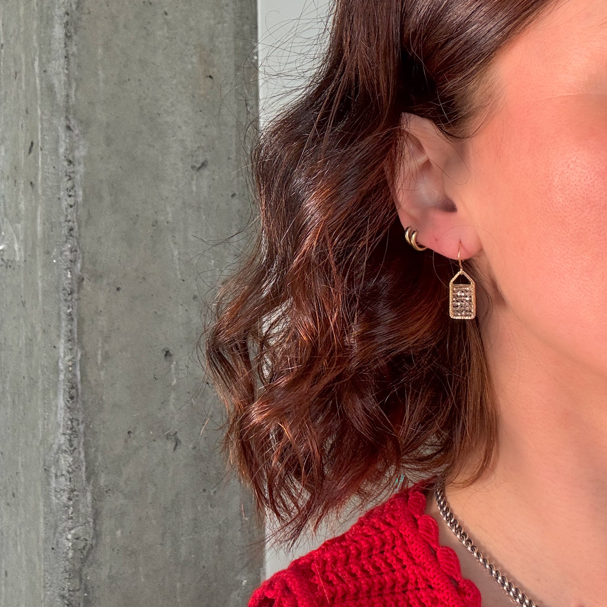 Small Pale Grey Mosaic Earrings