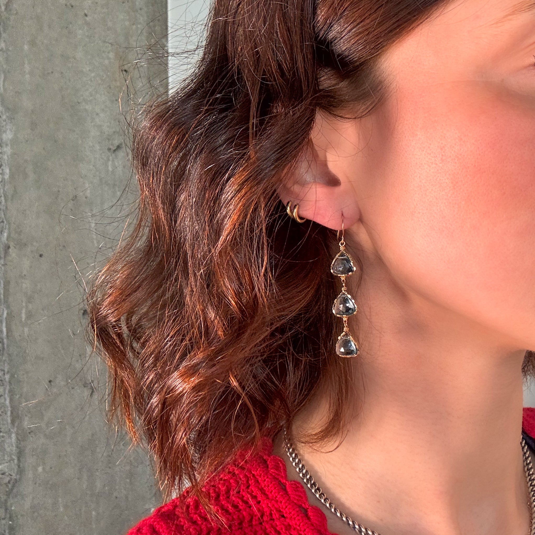 Triple London Blue Quartz Earrings