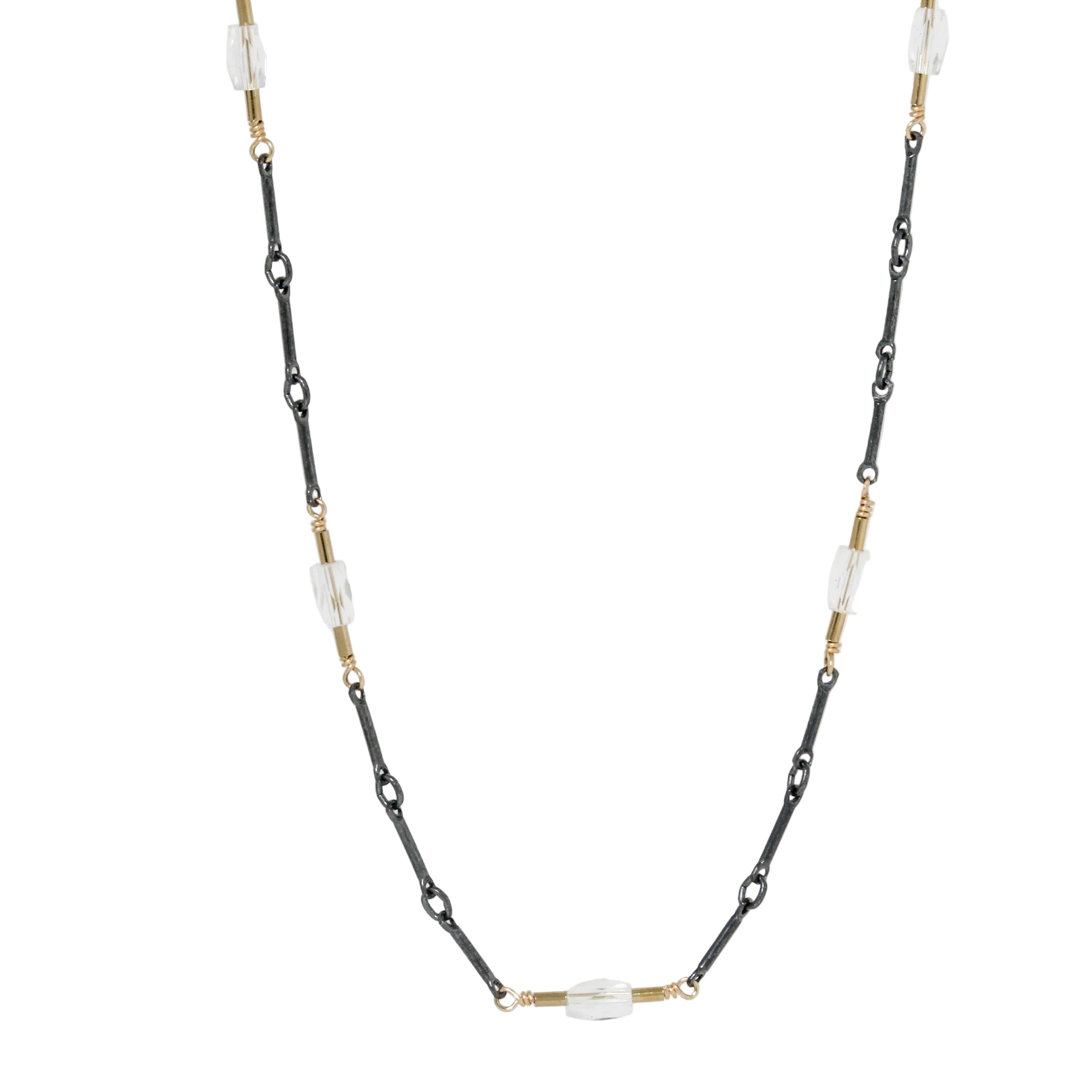 Long Crystal Link Chain Necklace