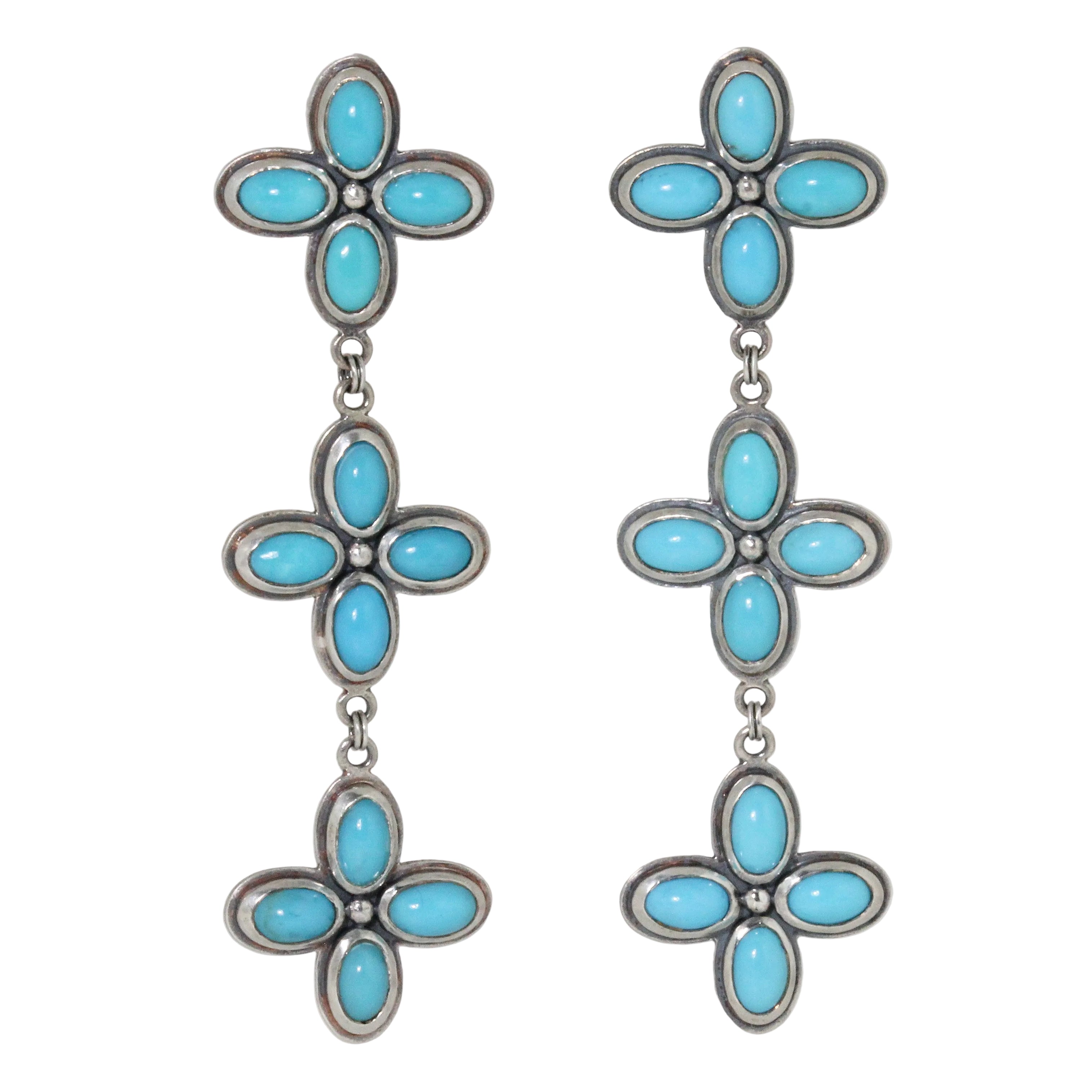 Dennis Hogan Triple Turquoise Flower Earrings