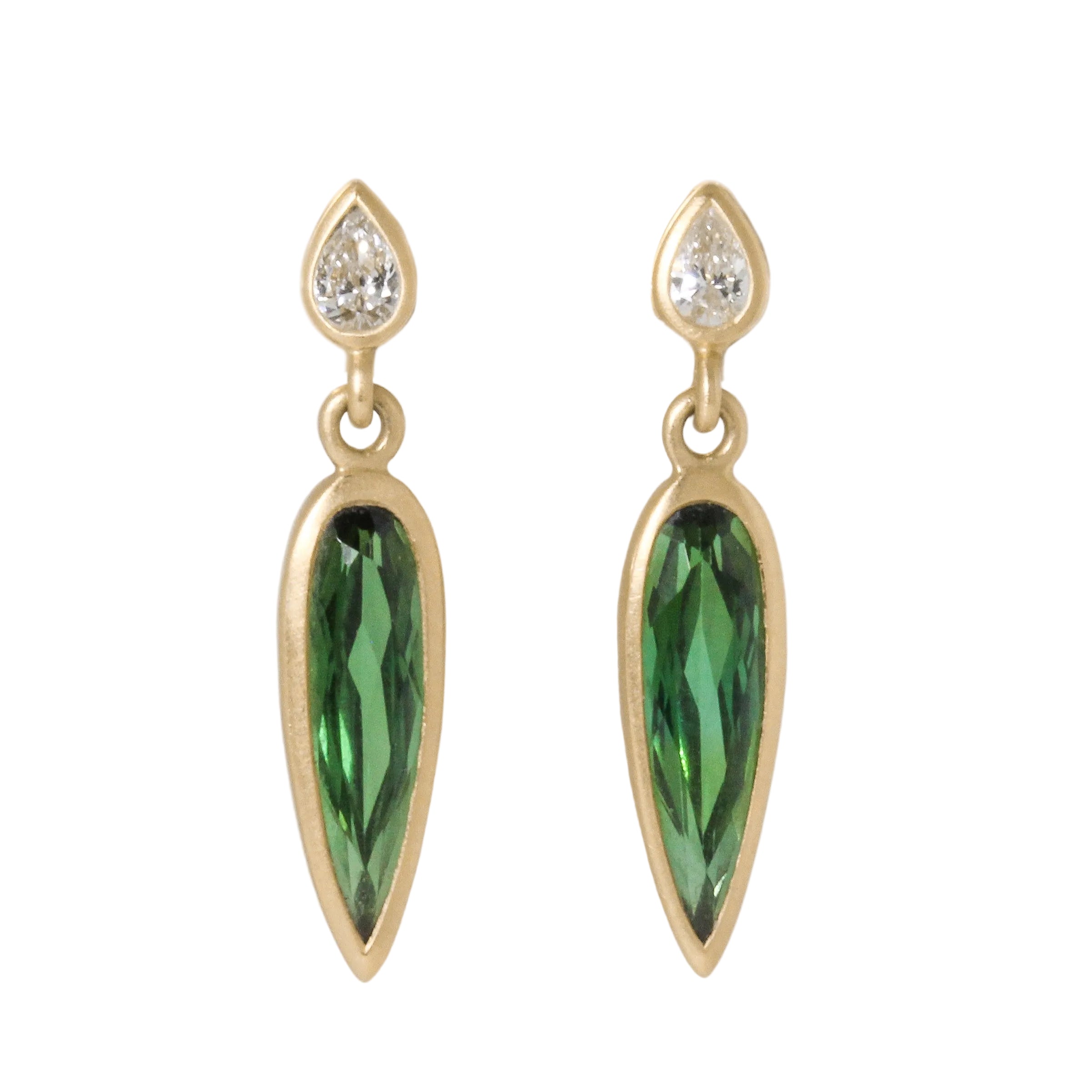 Diamond & Green Tourmaline Drop Earrings