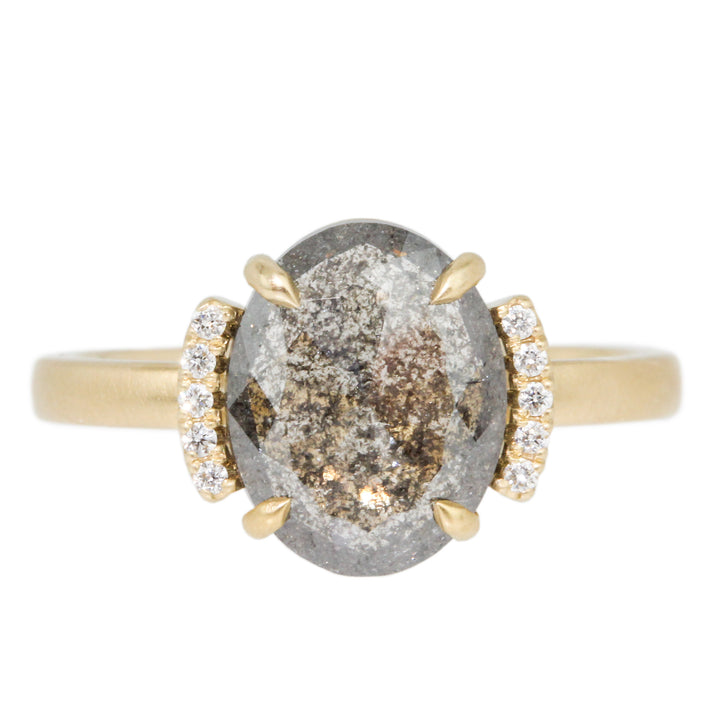 Rustic Pavé Diamond Bracket Ring