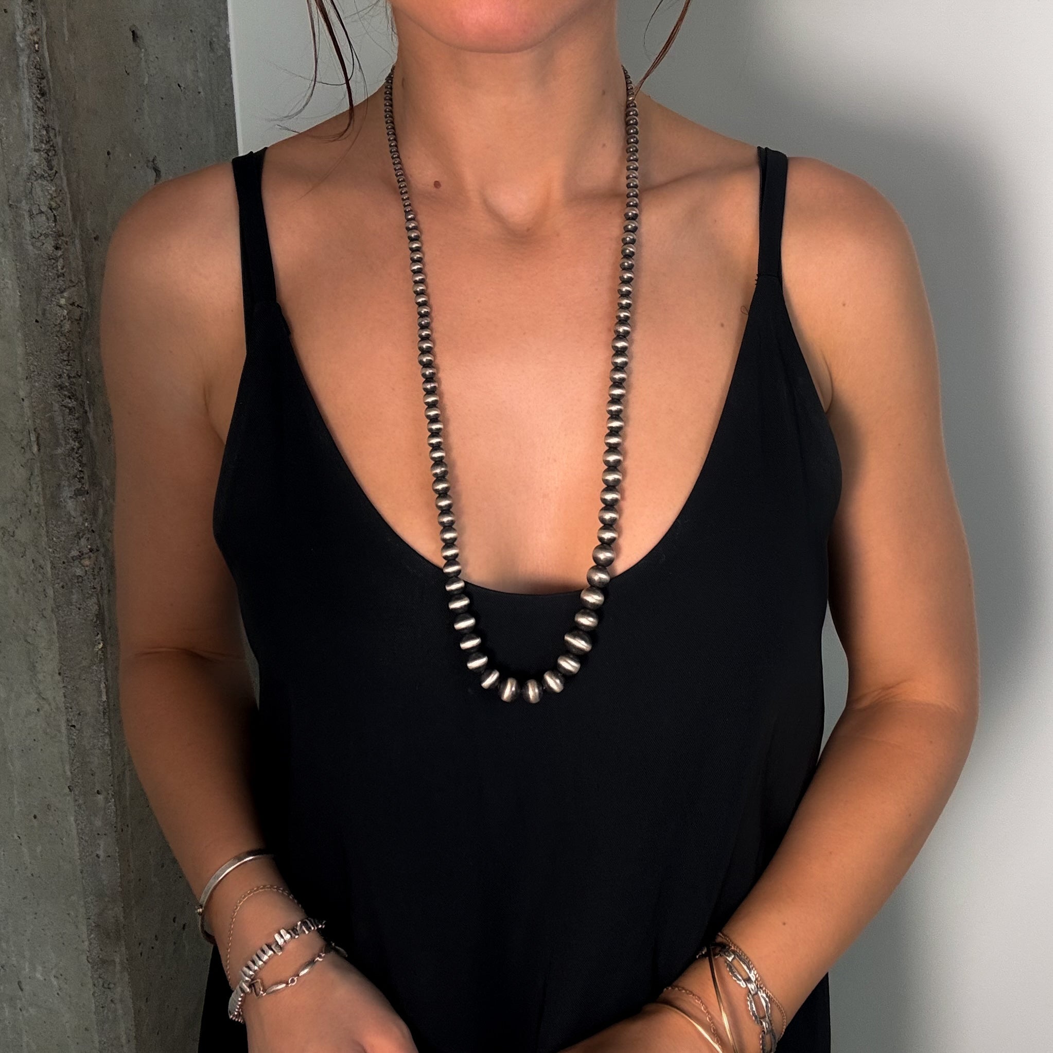 Long Graduated Navajo Pearl Strand Necklace
