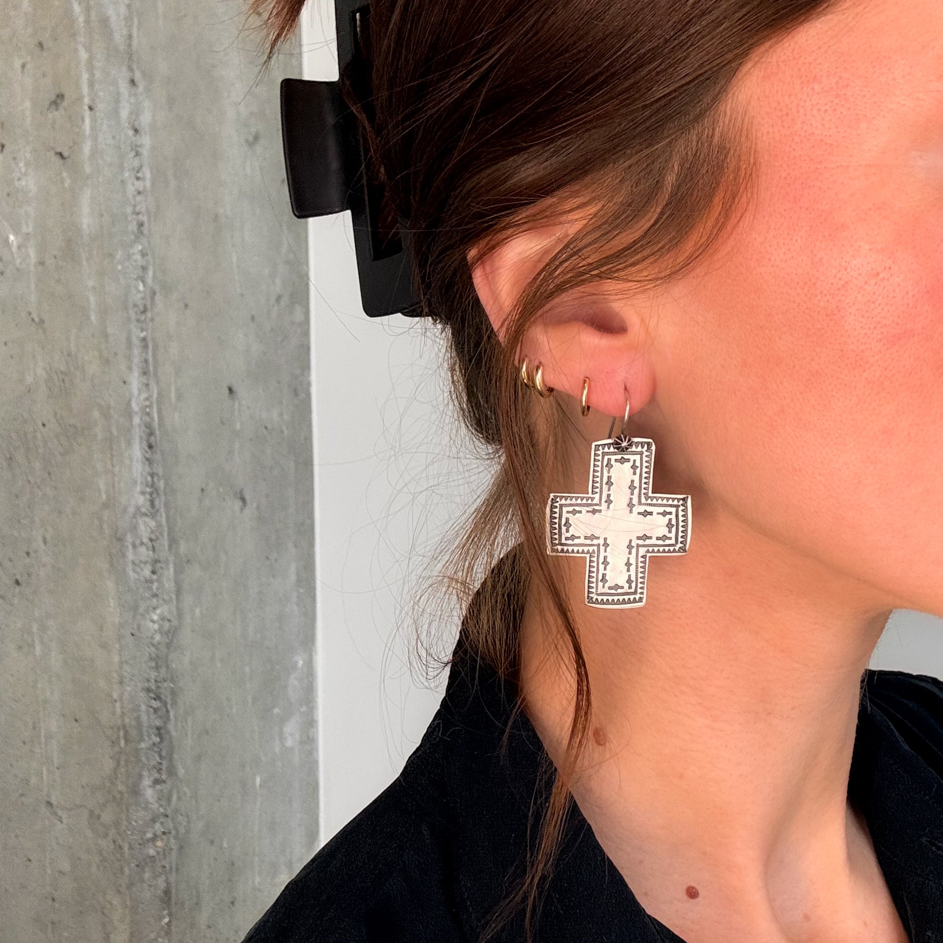 Vintage D. Cadman Cross Earrings