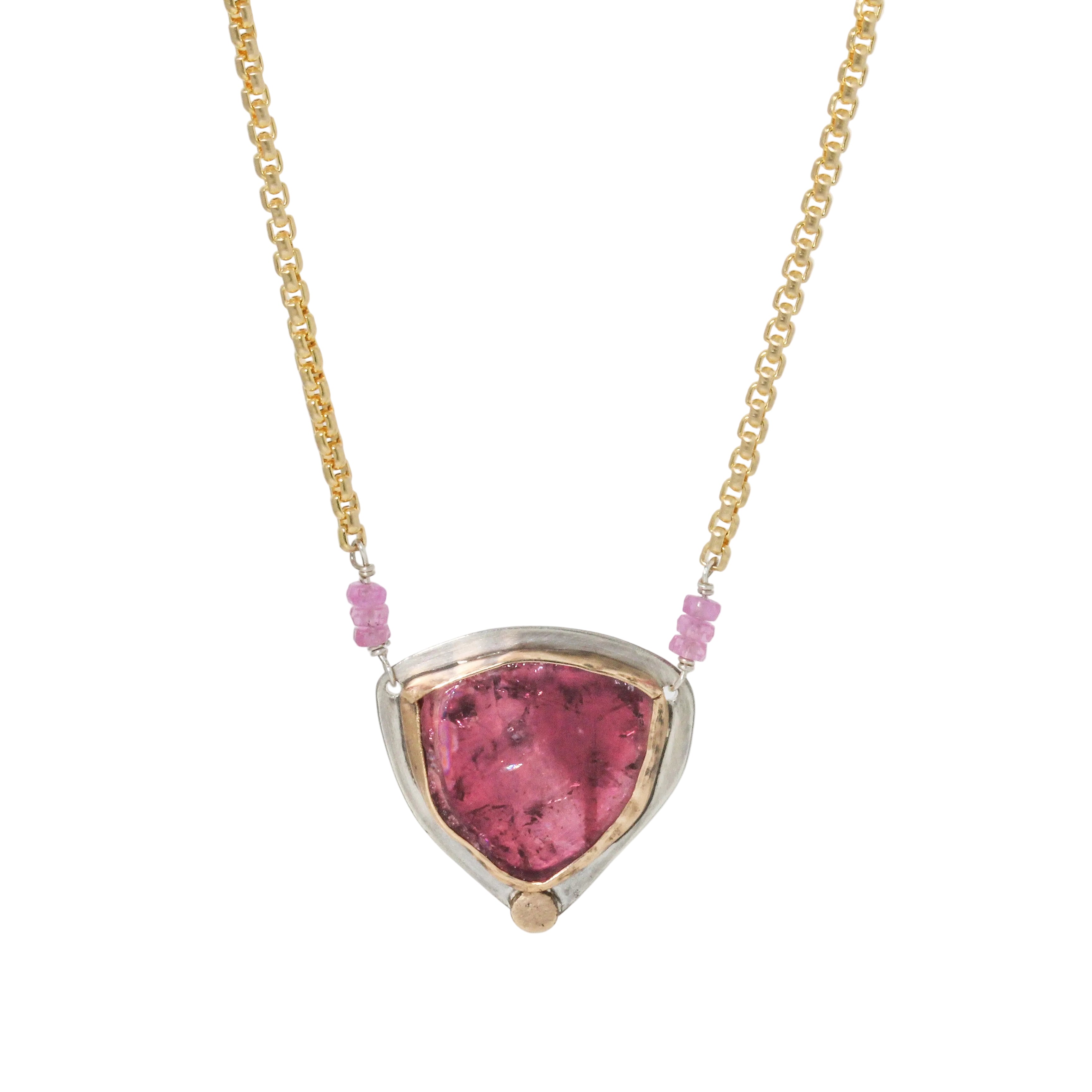 Pink Tourmaline Slice Necklace