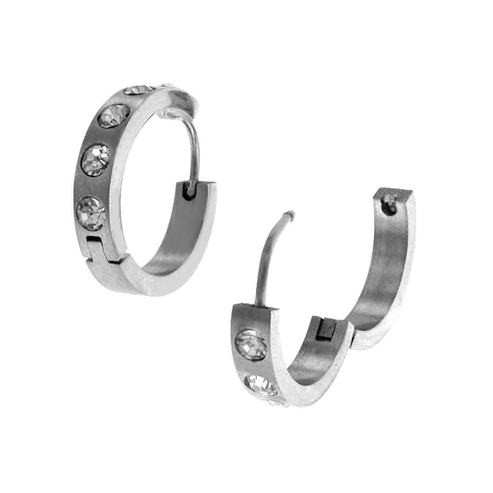 Stainless Steel Squared Huggie Hoops