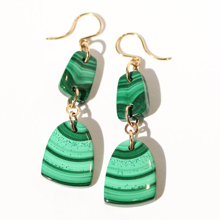 Double Malachite Drop Earrings