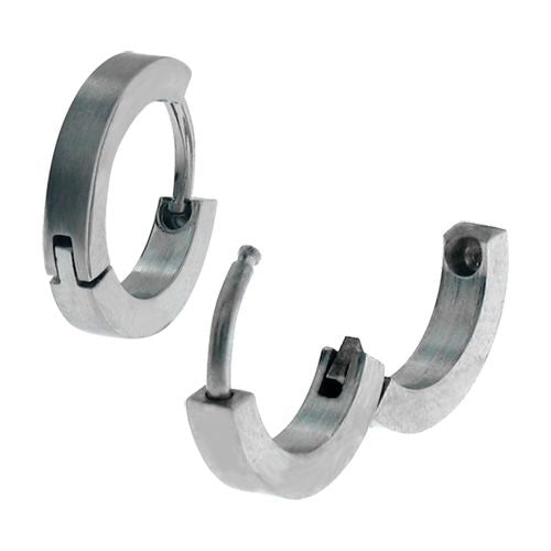 Stainless Steel Squared Huggie Hoops
