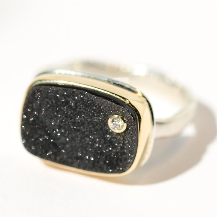 Brazilian Black Drusy Ring