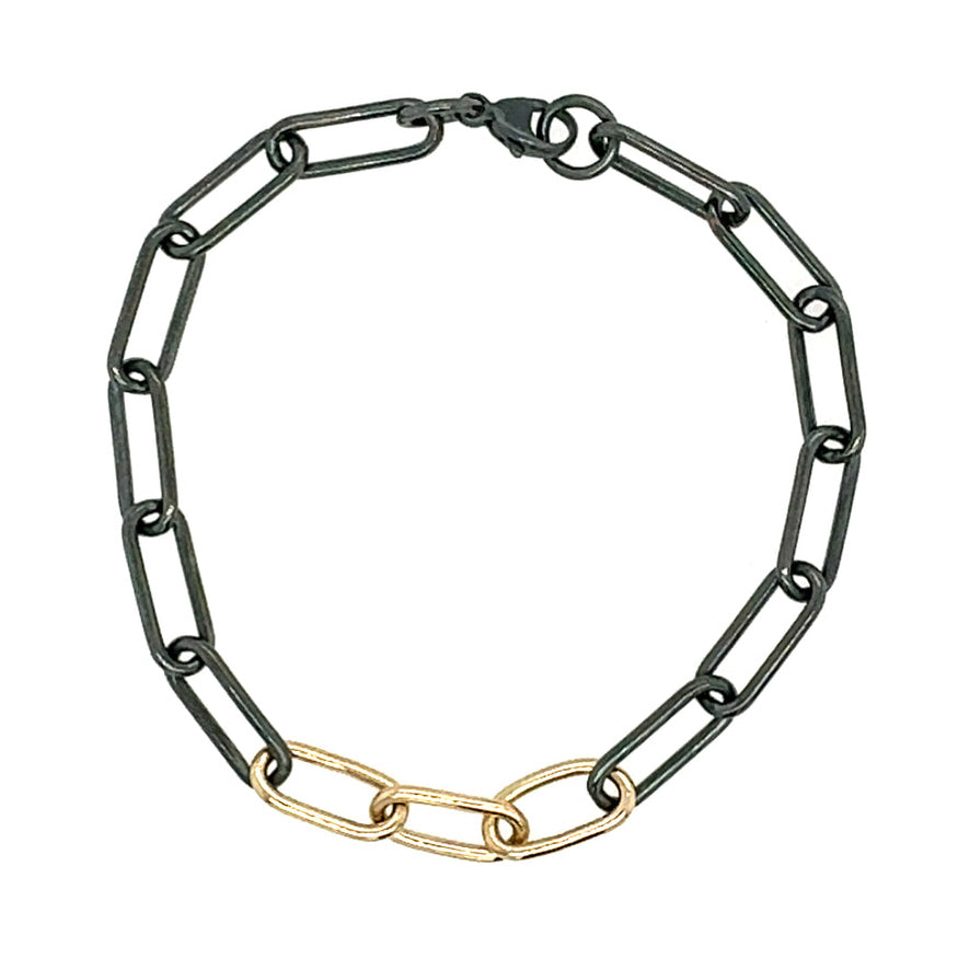 3 Link Mixed Metal Paperclip Chain Bracelet
