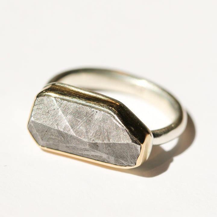 Faceted Meteorite Ring