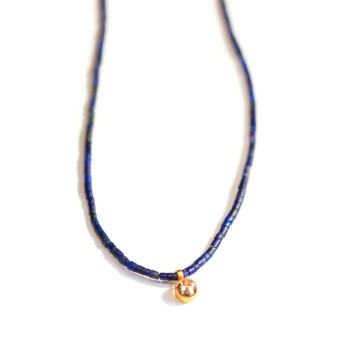 Lapis & Rose Cut Diamond Necklace