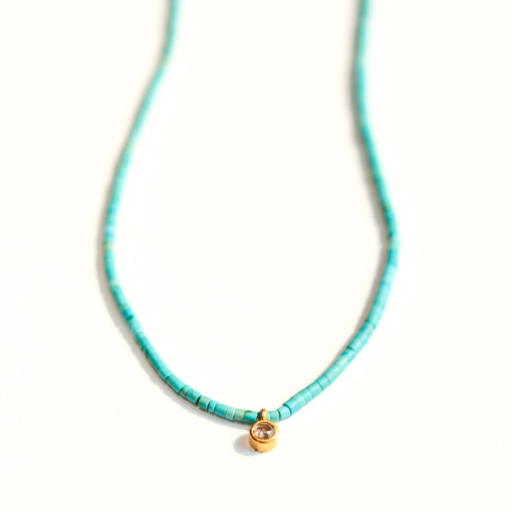 Turquoise & Rose Cut Diamond Necklace