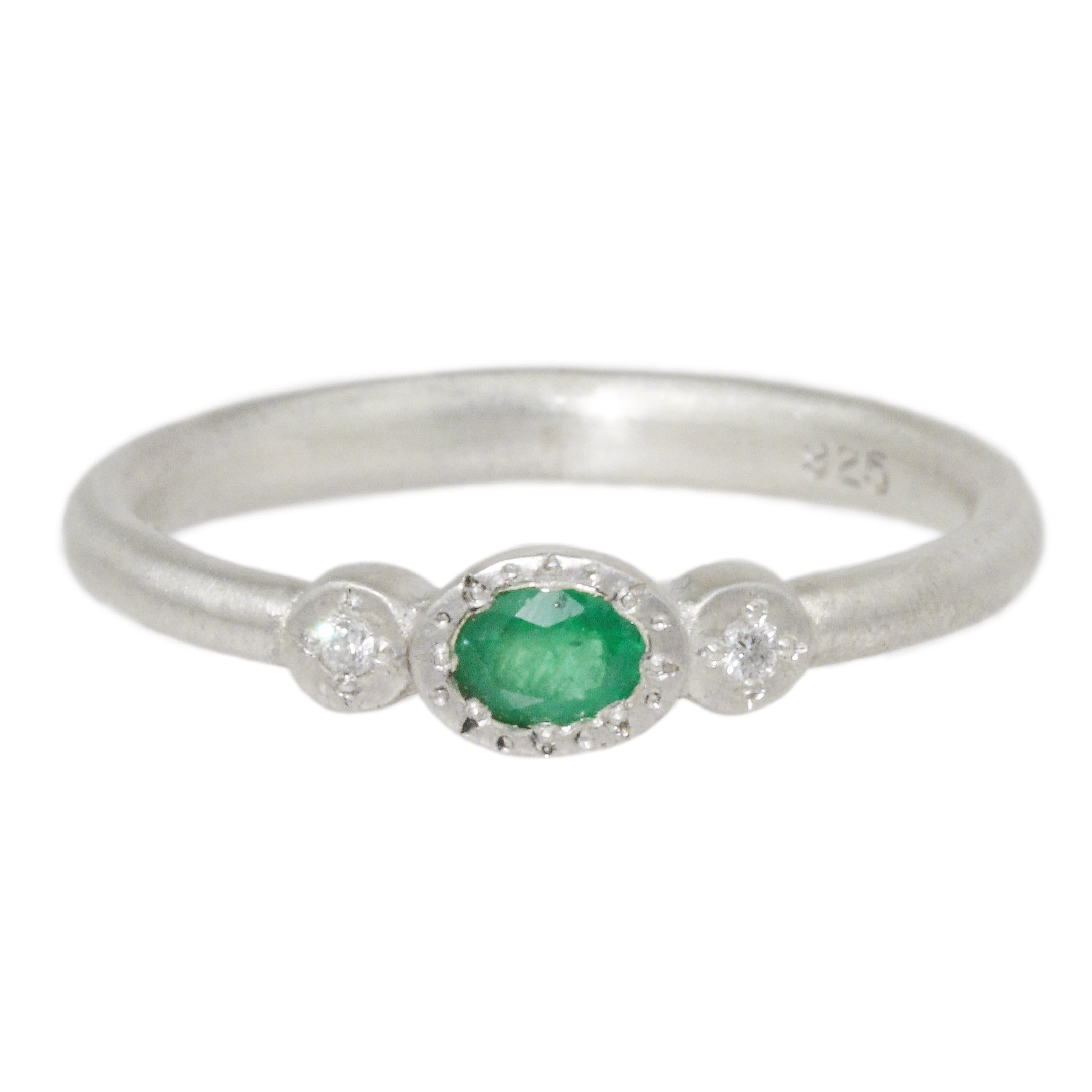 Oval & Round Emerald Charm Ring