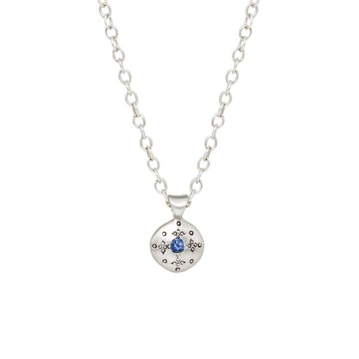 Small Silver Lights Blue Sapphire Necklace