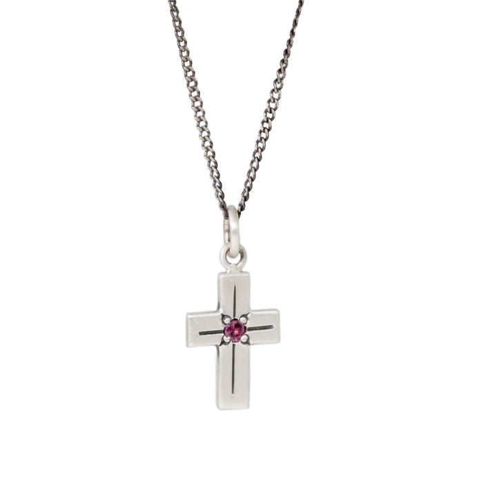 Garnet Cross Necklace