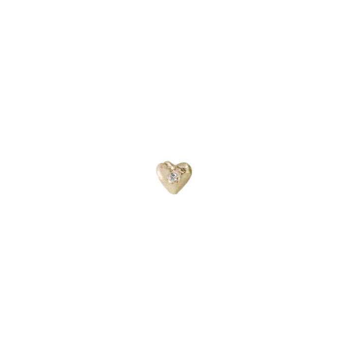 Tiny Heart with Diamond Stud Earring