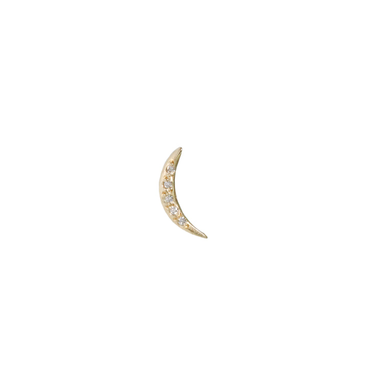 Tiny Pave Crescent Stud Earring