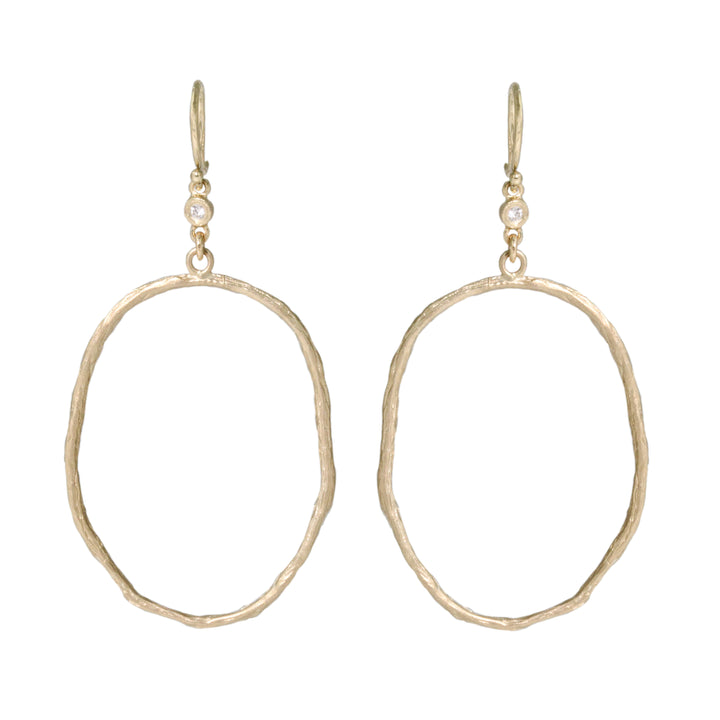 Oval Drop Earrings with Diamonds