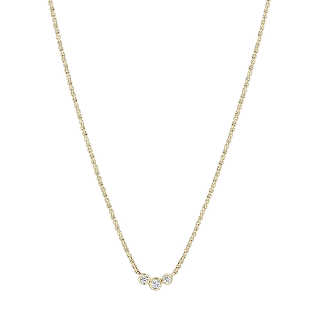 Three Bezel Curved Diamond Necklace