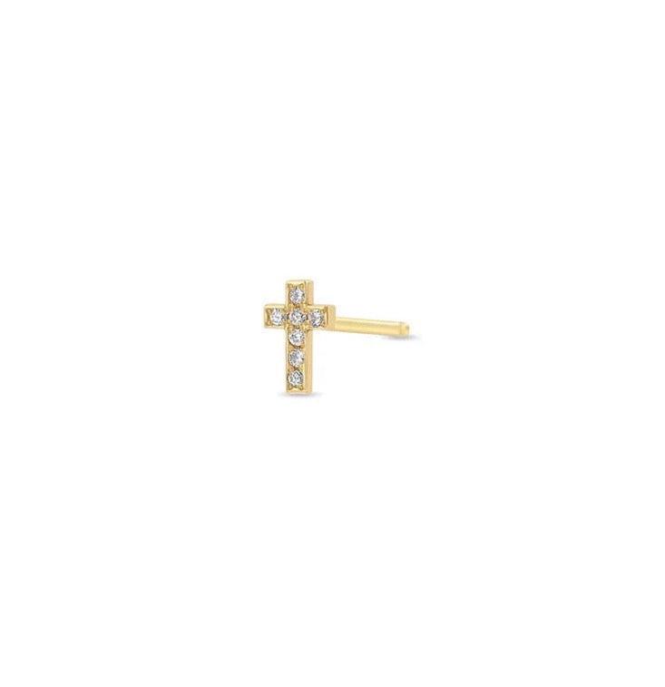Itty Bitty Pave Cross Stud