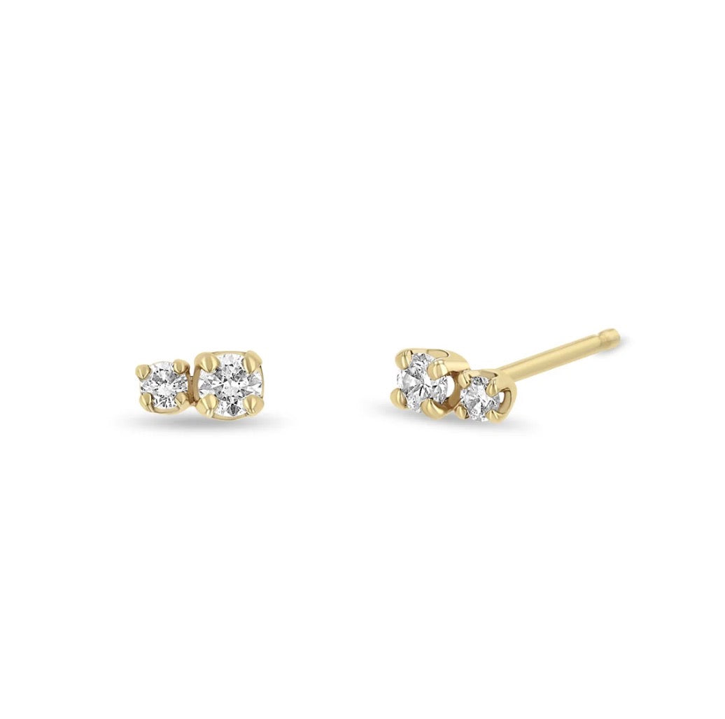 Double Diamond Stud Earrings