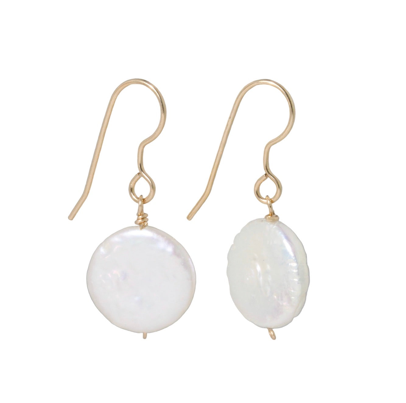 Simple Coin Pearl Drop Earrings