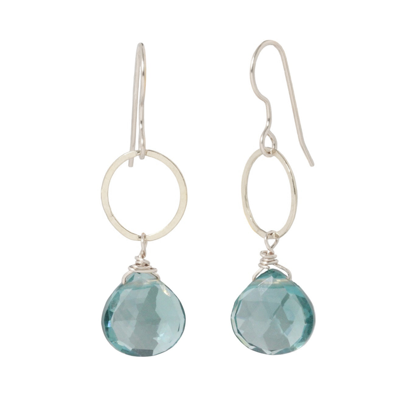 Sky Blue Topaz Circle Drop Earrings