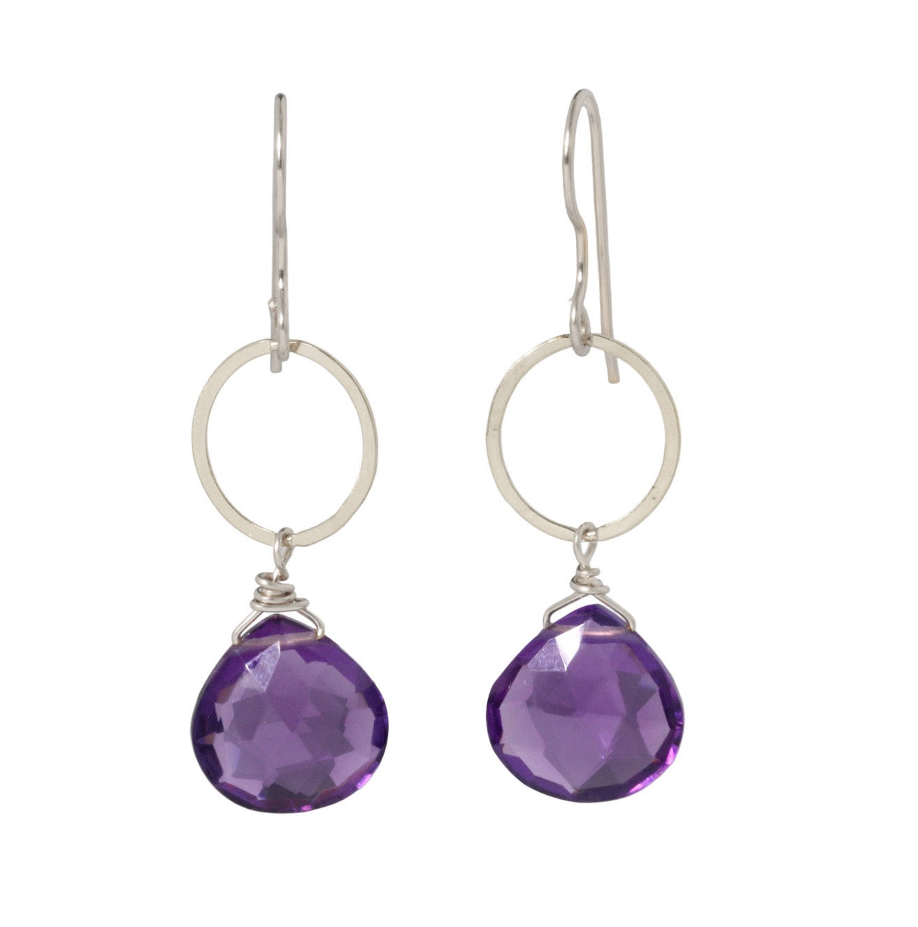 Amethyst Circle Drop Earrings