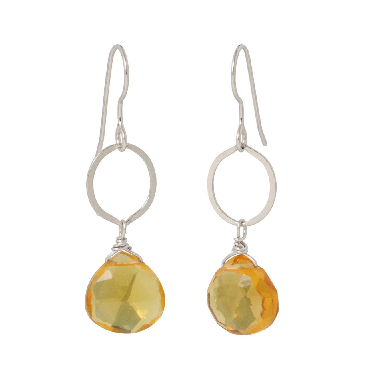 Citrine Circle Drop Earrings