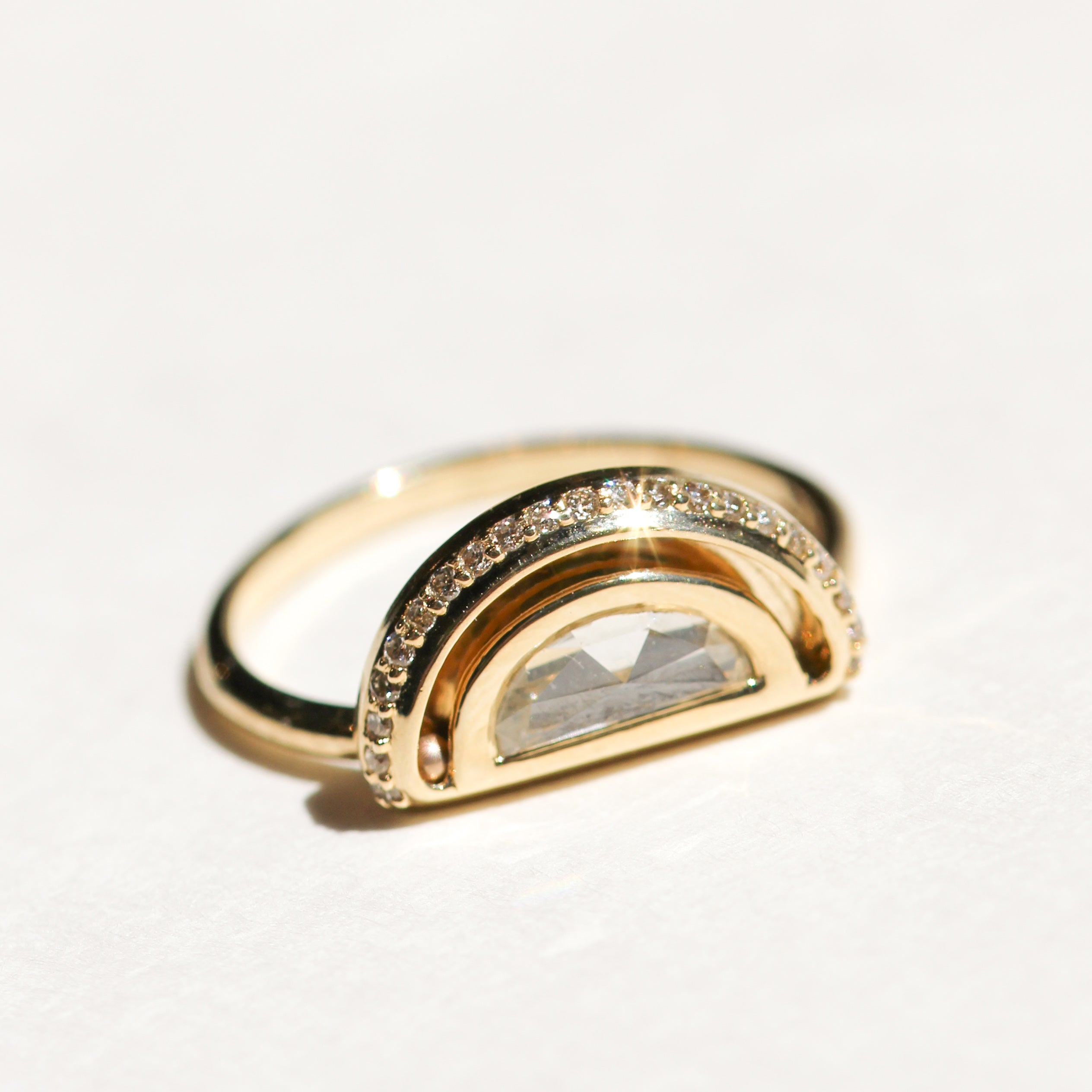 Half Moon Orbit Diamond Ring
