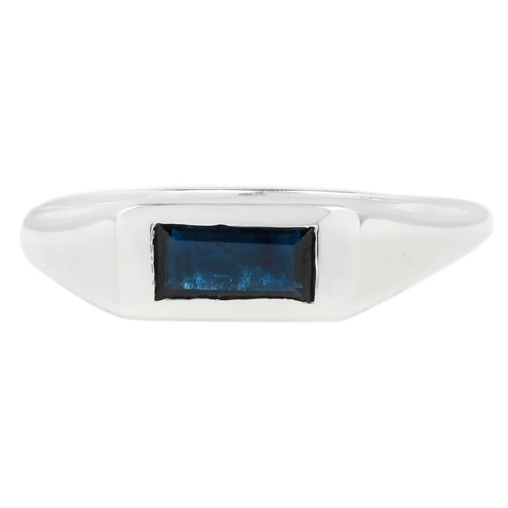 Blue Sapphire Baguette Signet Ring