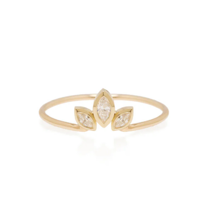 Golden Fan Diamond Ring