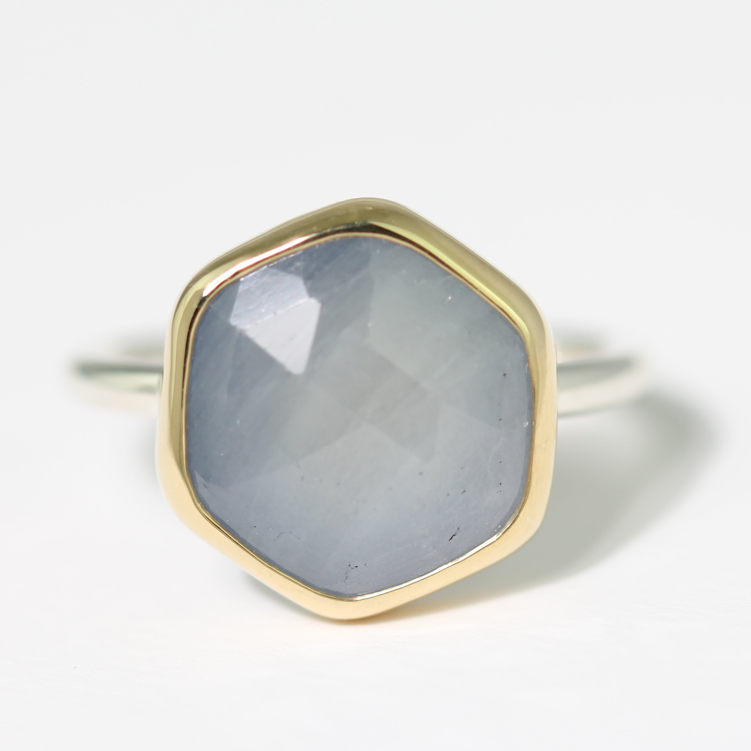 Mini Hex Aquamarine Ring