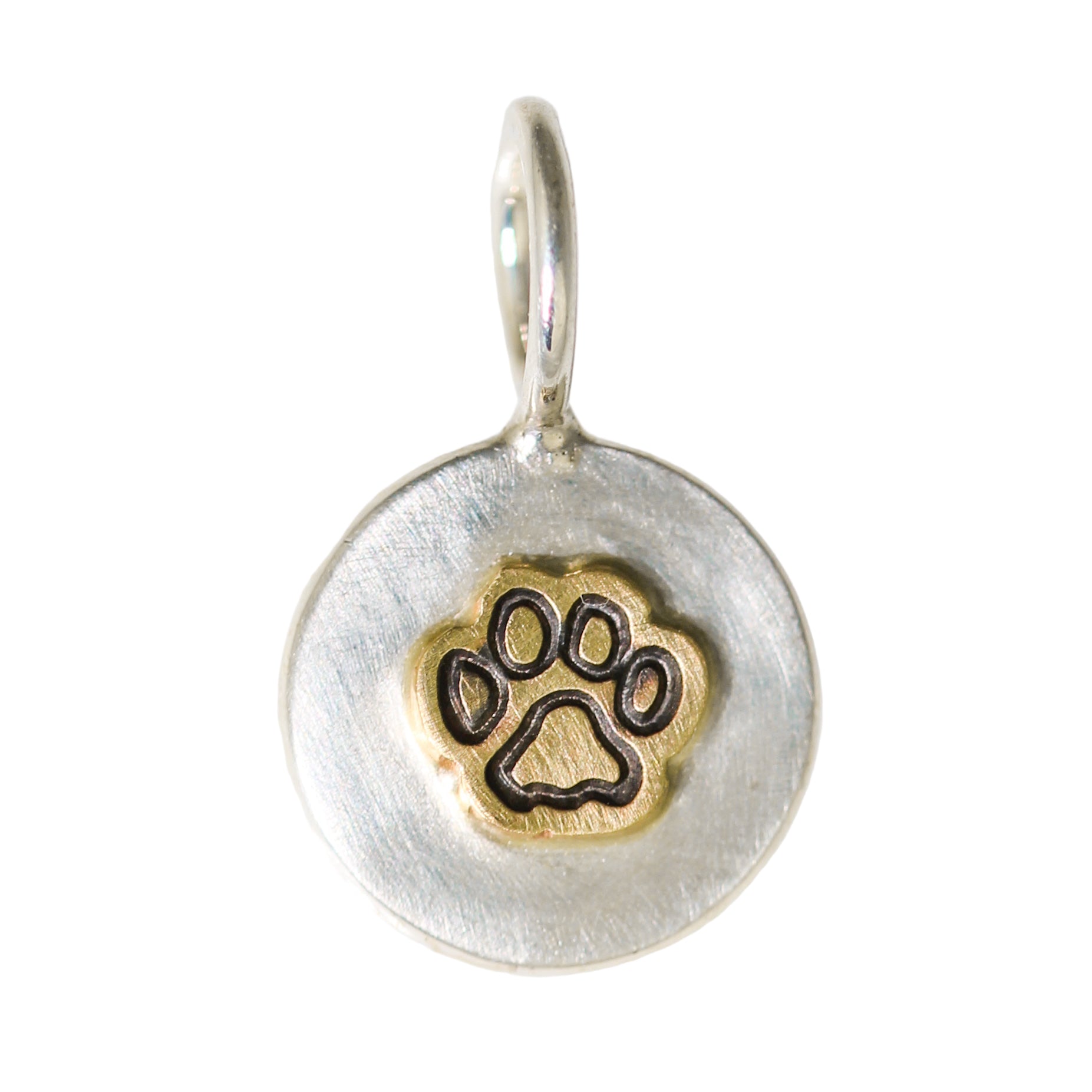 Mini Round 14k Raised Paw Print Charm