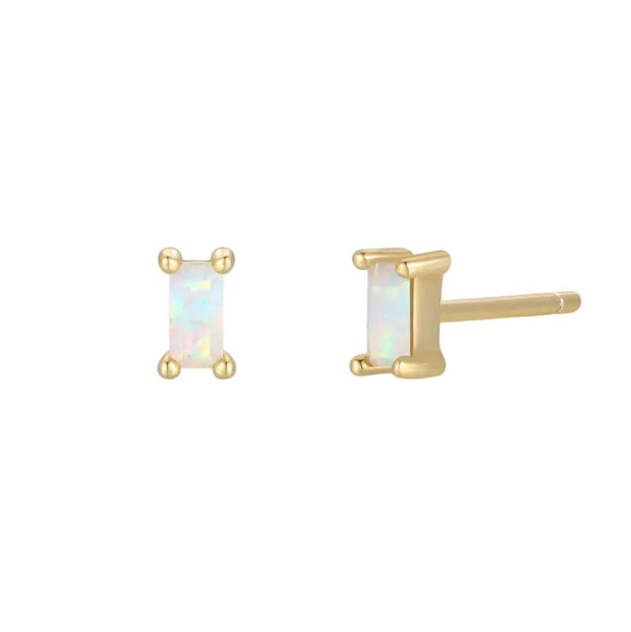 Baguette Opal Stud Earrings