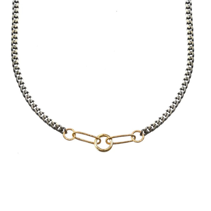 Five Links Two-Tone Charm Holder Necklace