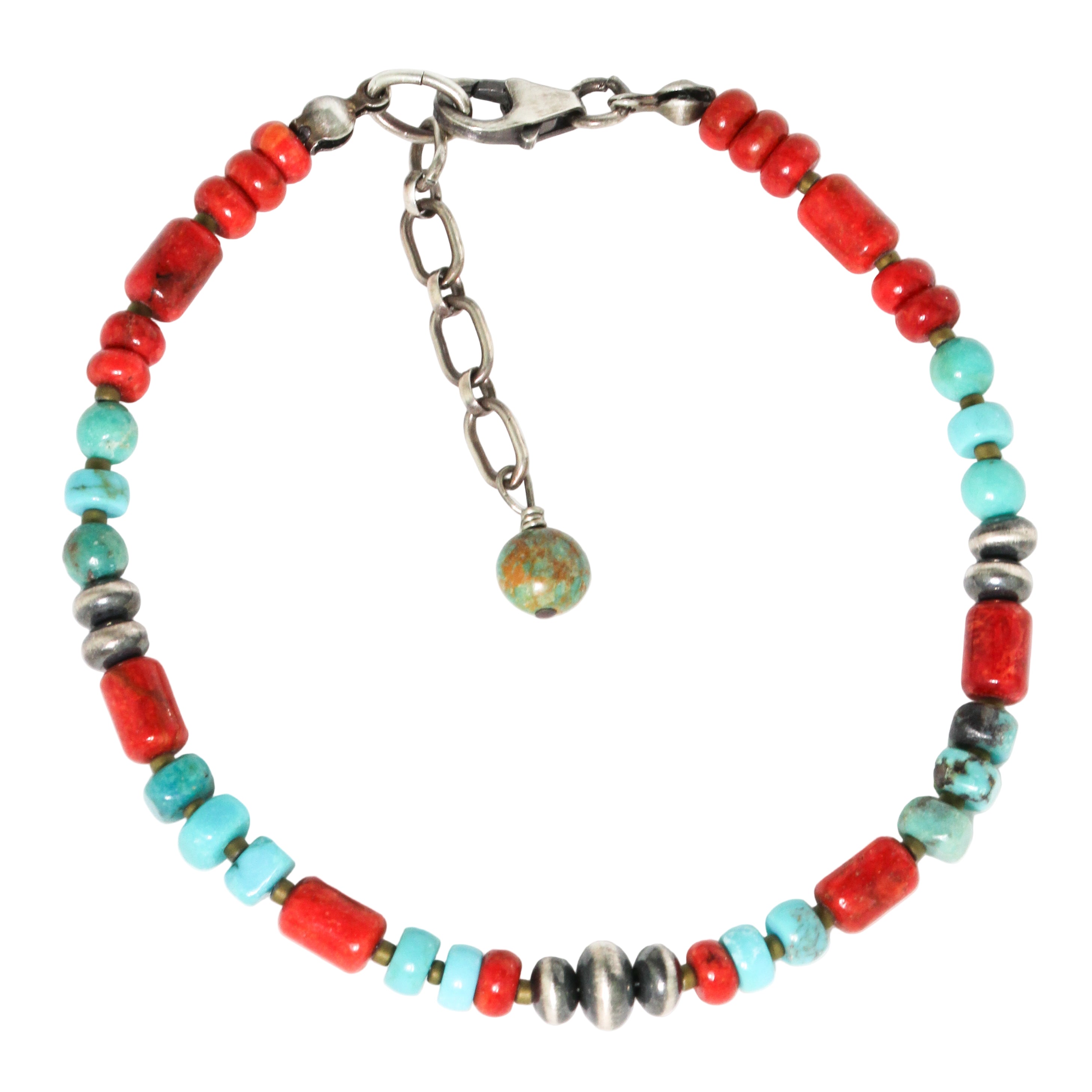 Spiny Oyster Shell + Turquoise Bracelet