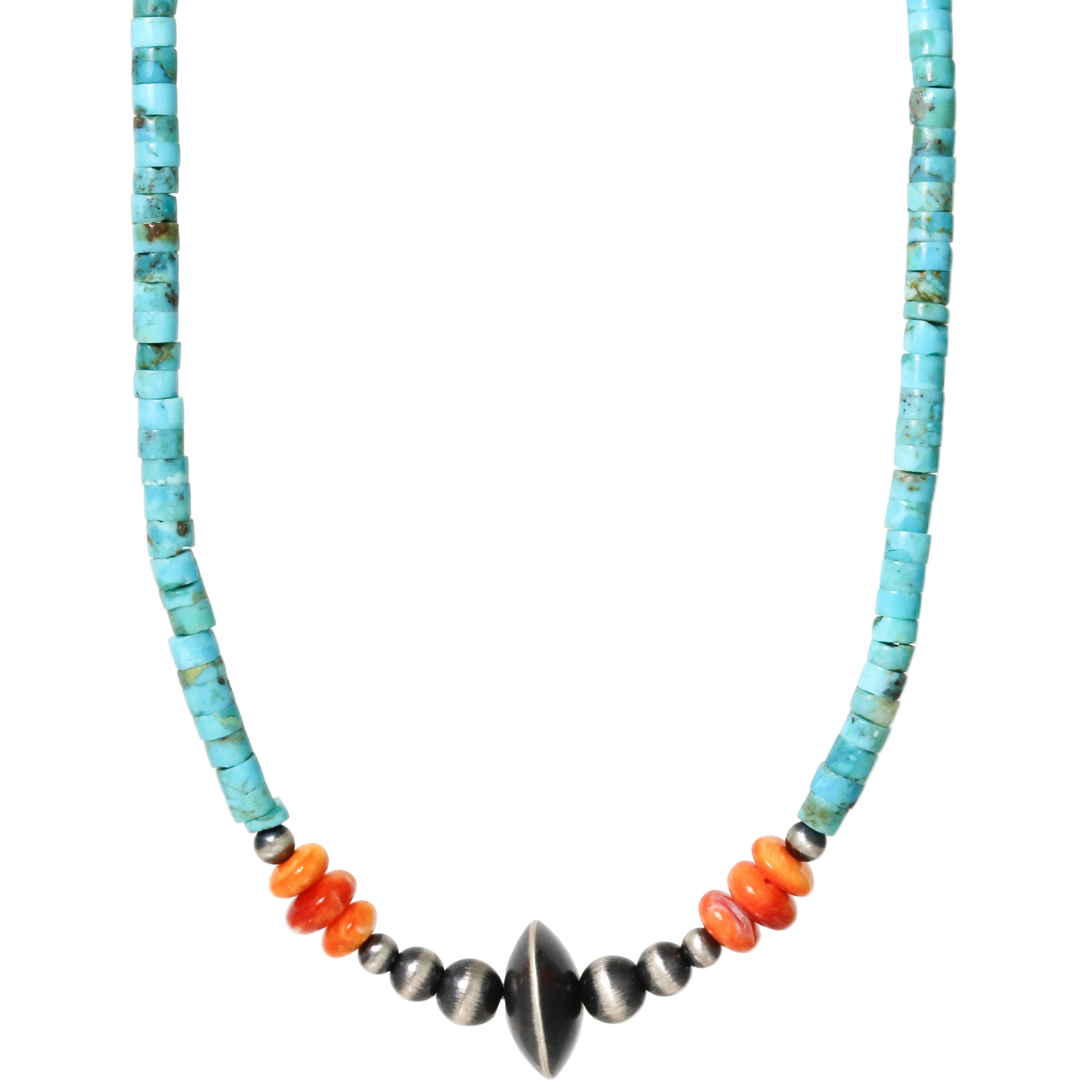 Heishi Turquoise + Spiny Oyster Shell Necklace
