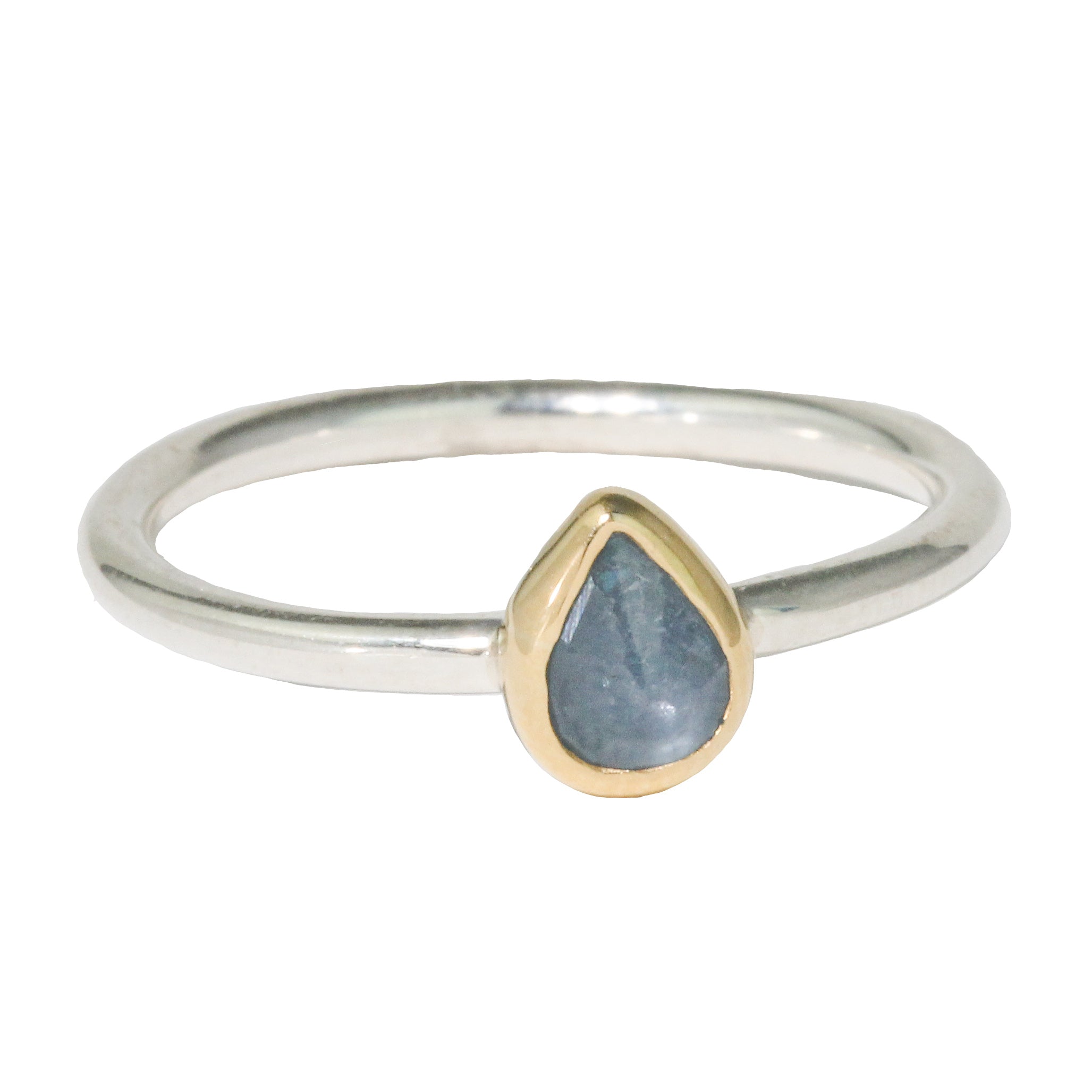 Teardrop Light Blue Sapphire Stacking Ring