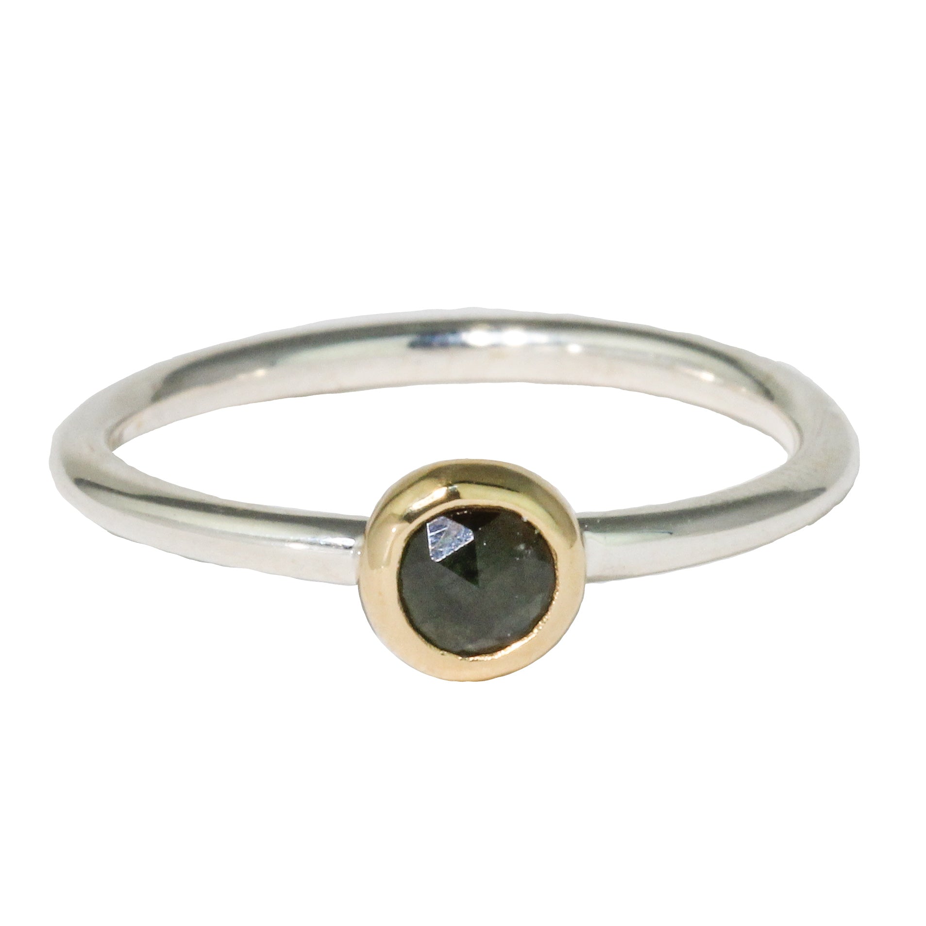 Round Dark Green Sapphire Stacking Ring