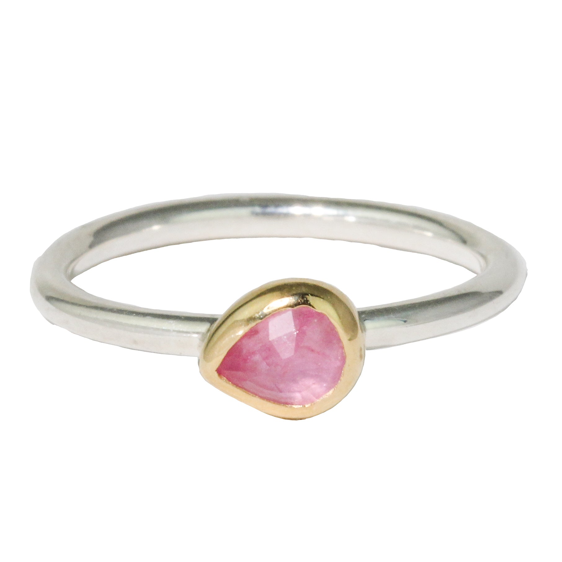 Mini Teardrop Pink Sapphire Stacking Ring
