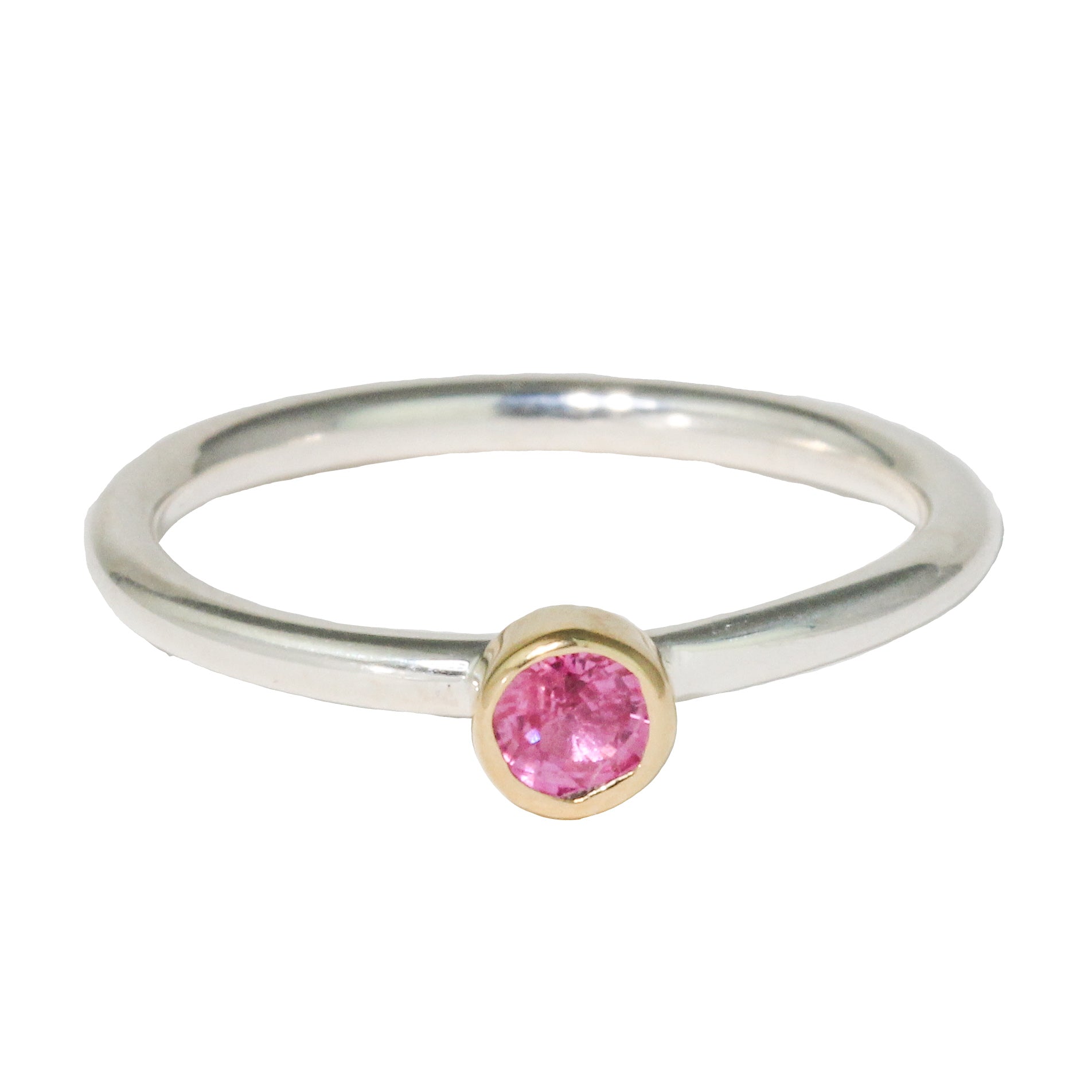 Round Pink Sapphire Stacking Ring