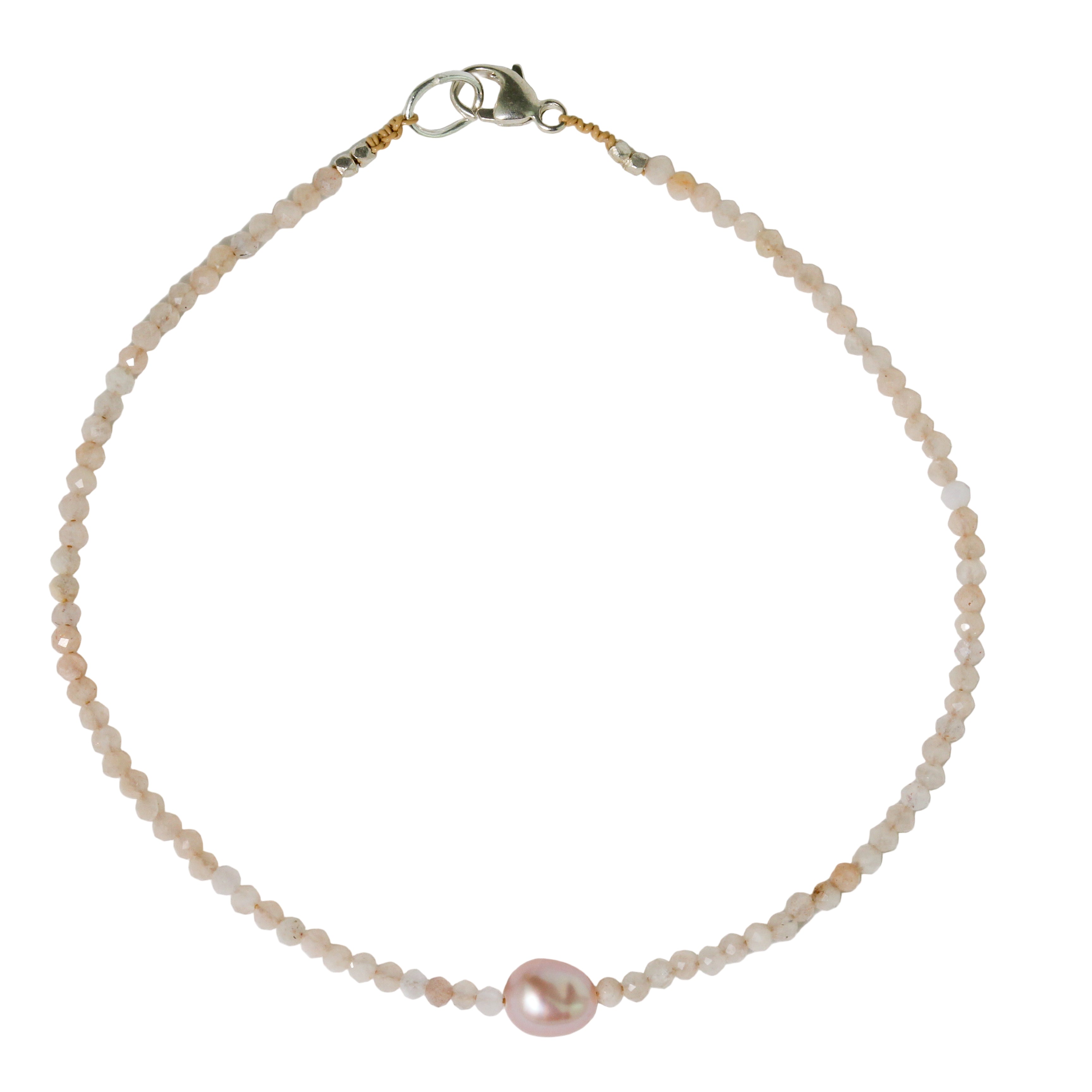 Peach Moonstone & Pearl Bracelet No. 150