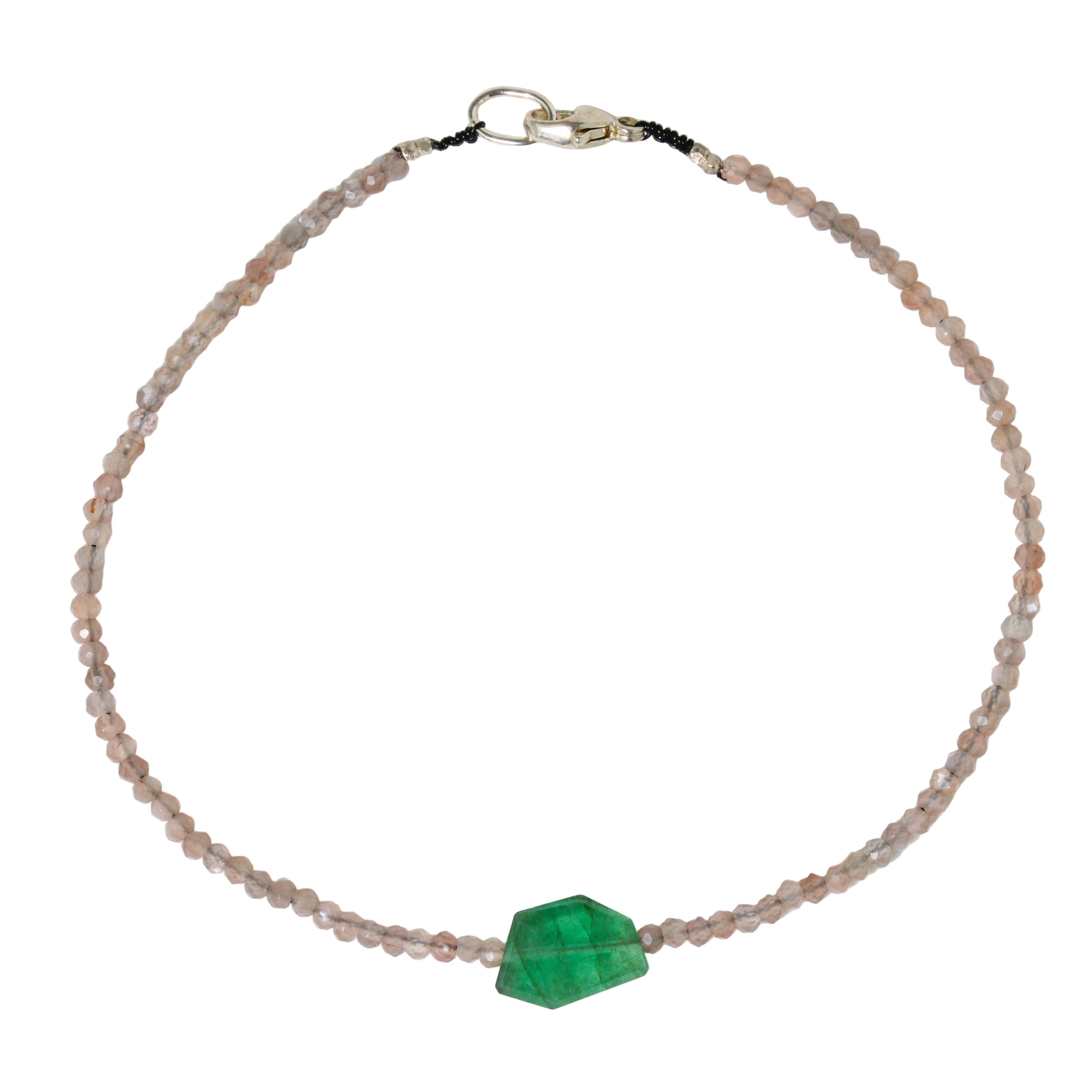 Chocolate Moonstone and Emerald Bracelet No. 140