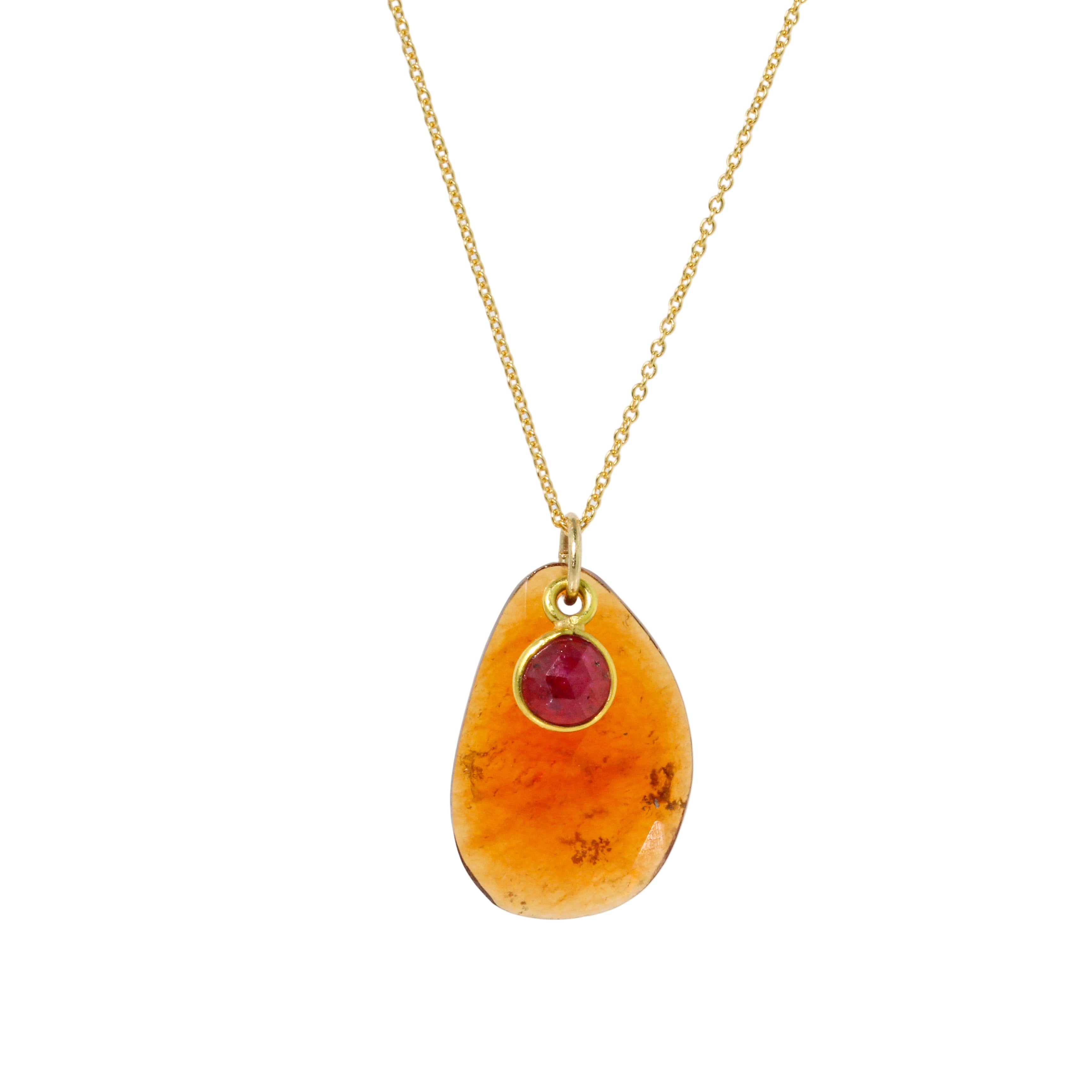 Hessonite Garnet + Ruby Necklace